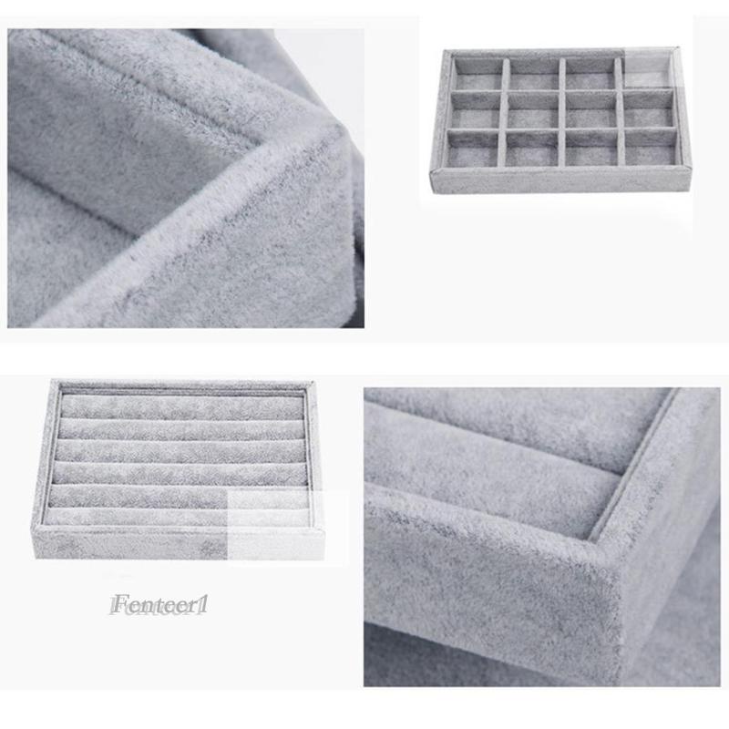 [Fenteer1] Khay Trưng Bày Trang Sức Bằng Nhung Chia Ngăn