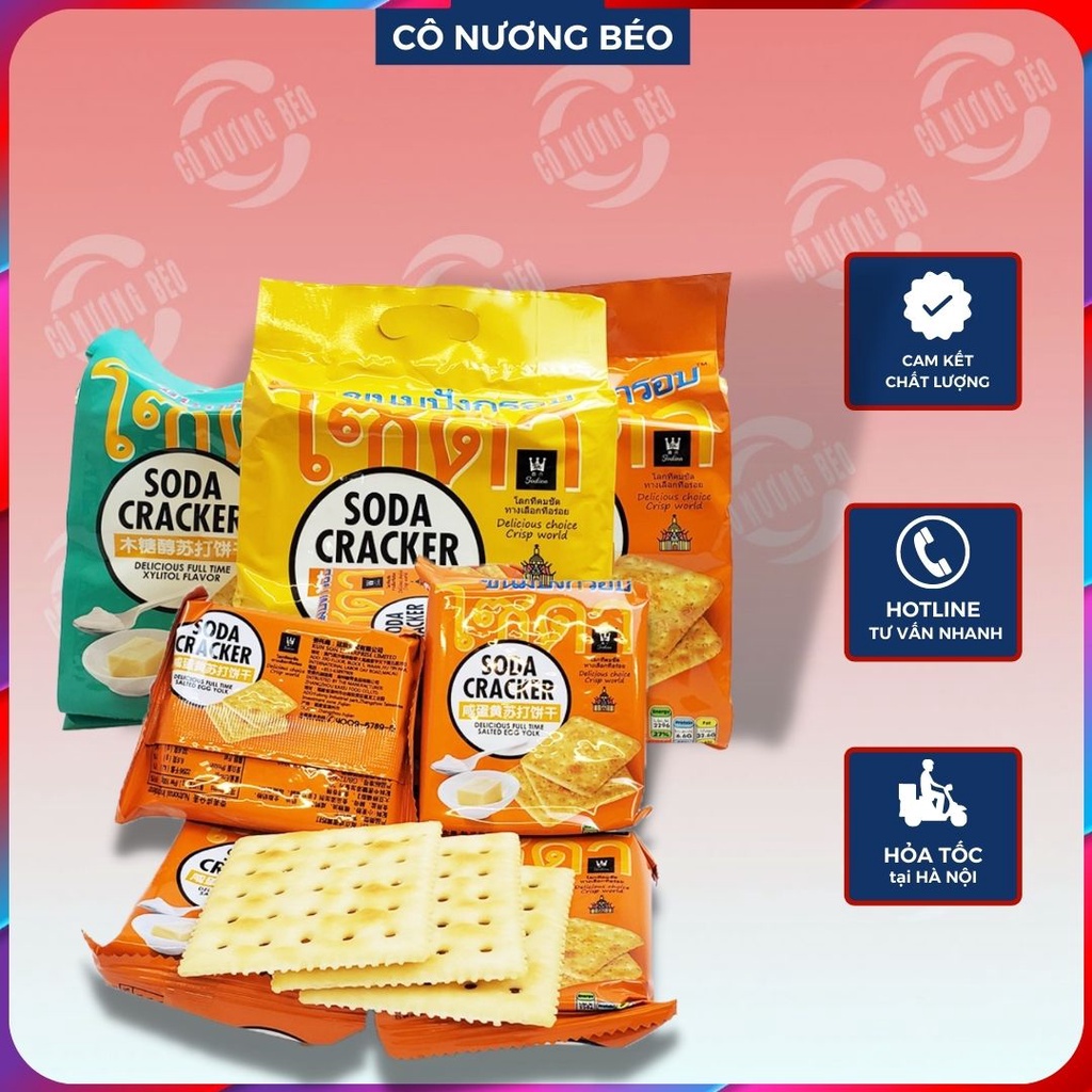 Bánh quy ăn kiêng Soda Cracker Thái Lan túi 400gr - Đồ ăn vặt cô nương béo