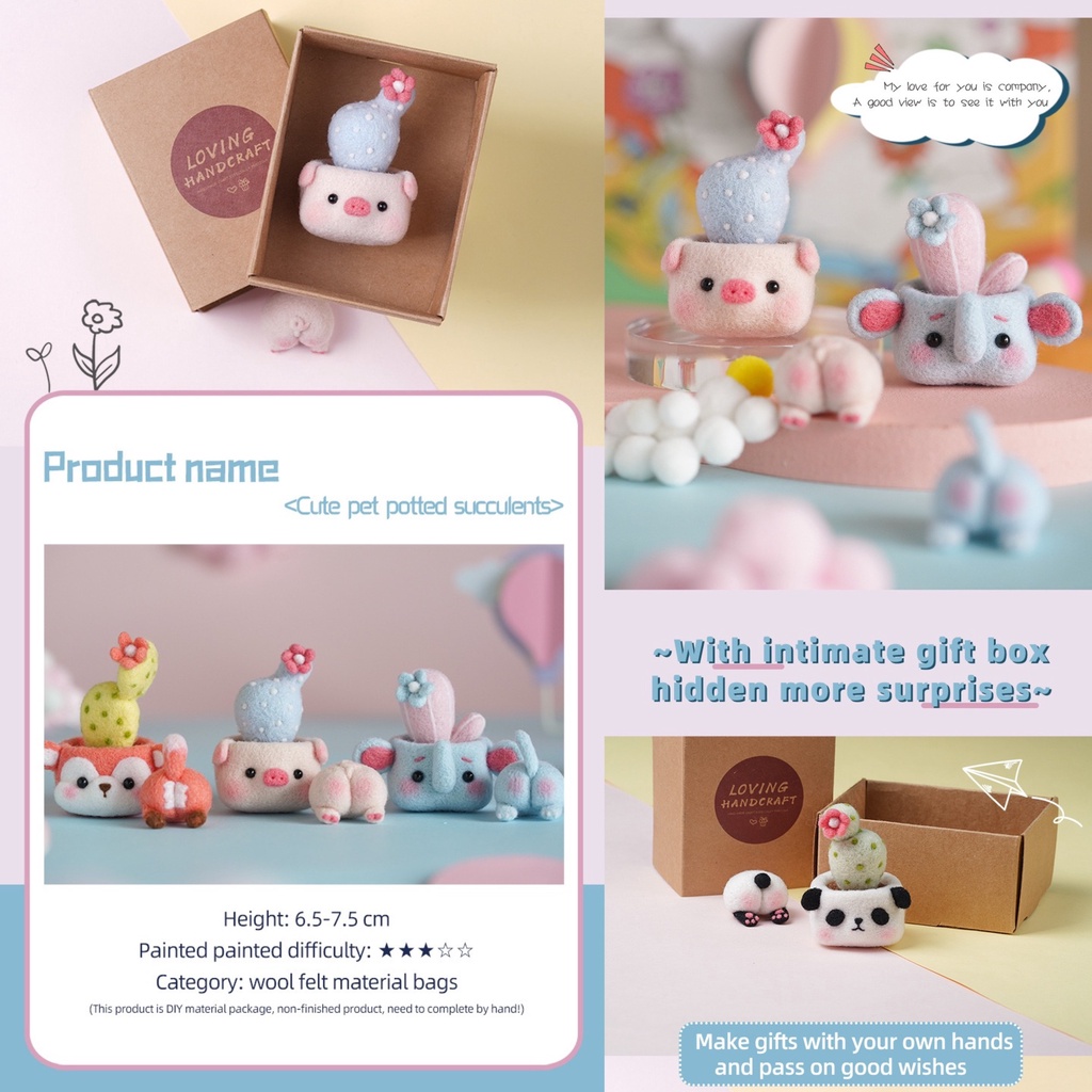 Len Chọc Handmade, Bộ Kit Len Chọc Chậu Cây Thú Cưng