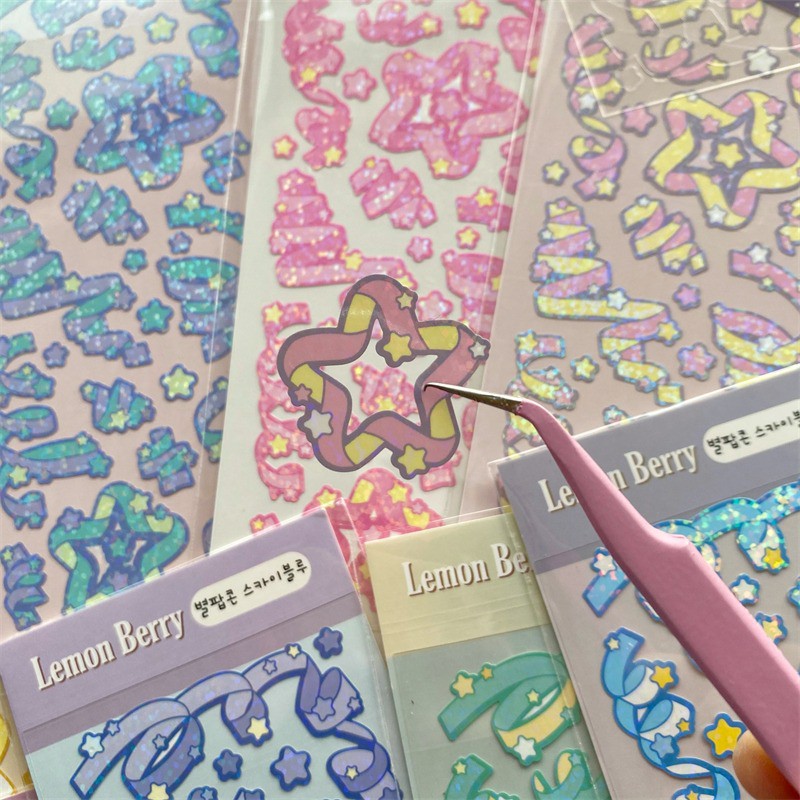 Sticker Toploader Decor Ruy Băng Hologram Confetti RIBBON Hình Dán Trang Trí Sổ Polaroid BTS BlackPink Bullet Journal