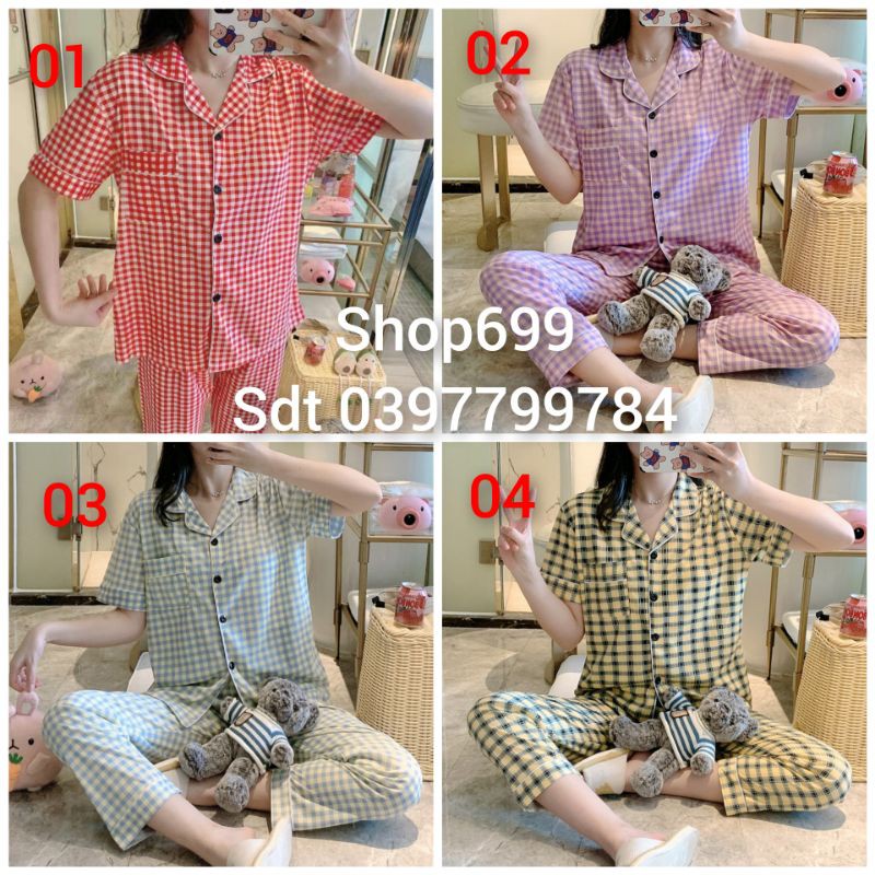 BỘ PIJAMA NGẮN TAY QUẦN DÀI PHONG CÁCH HÀN QUỐC