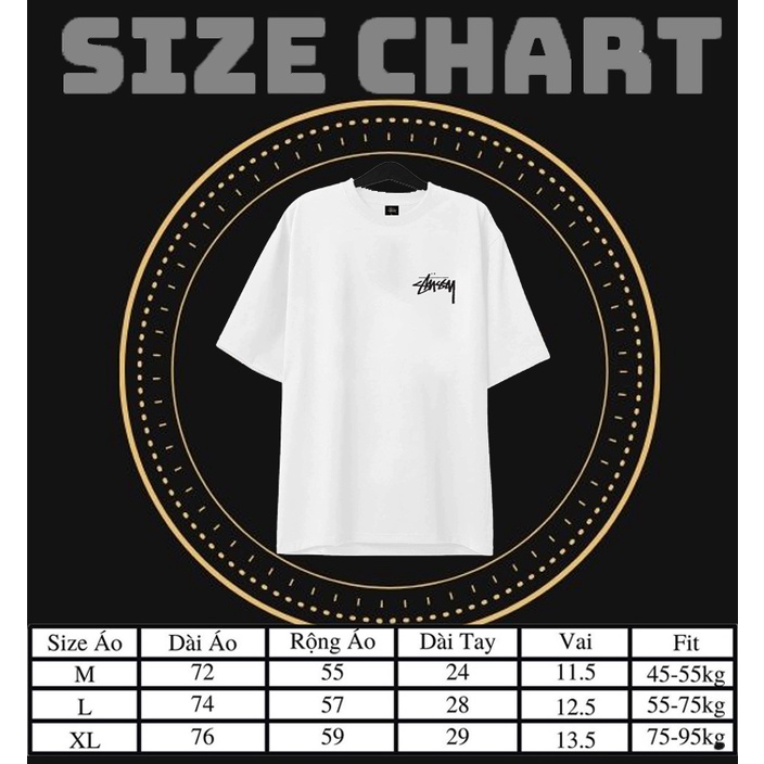 Áo thun Unisex Stüssy Xúc Xắc Màu Sắc Trắng