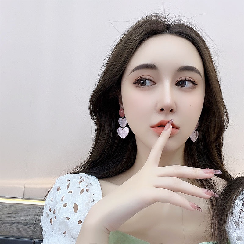 Khuyên tai kẹp không bấm lỗ chốt cố định K131 bằng hợp kim mạ vàng hình trái tim bigsize dáng dài Leous Accessories