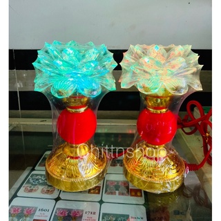 Đèn Thờ Hoa Sen Đổi Màu (Một Cặp)