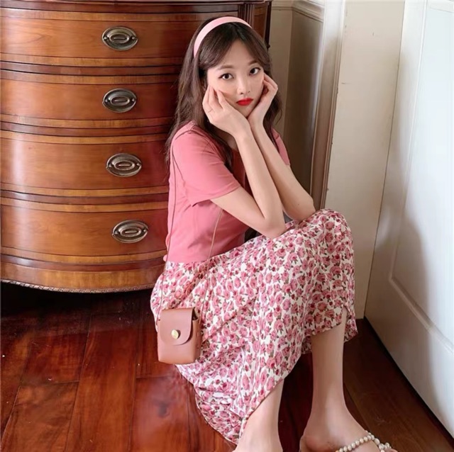 Chân váy vintage dang midi hoạ tiết hoa hồng 🌹 CV6655 Hàng quảng Châu | BigBuy360 - bigbuy360.vn