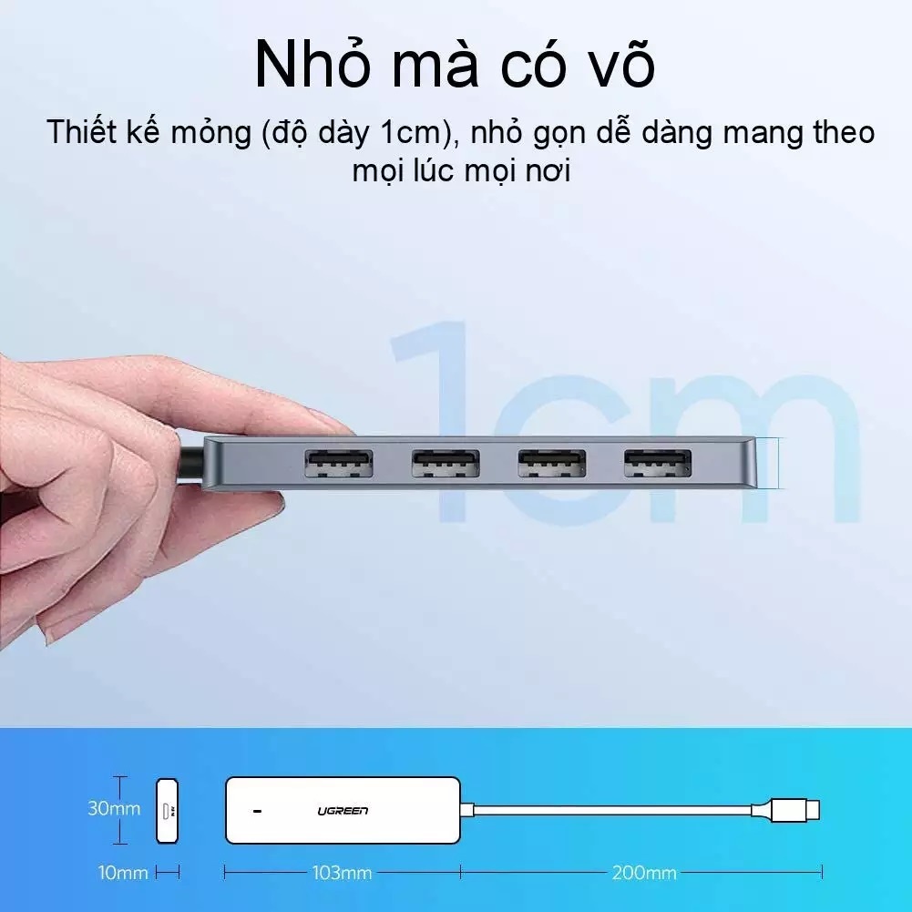 Bộ chia USB Type C ra  4 cổng USB 3.0 chính hãng Ugreen 50979 - Bảo hành 18 tháng