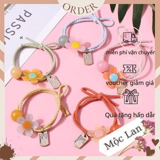 Dây buộc tóc hoa ba chi tiết, chum buộc tóc dễ thương dành cho bạn gai