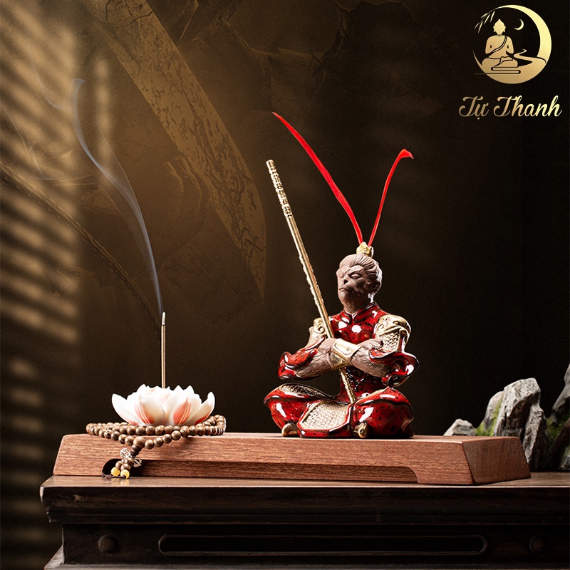 Tượng Tôn Ngộ Không Độc Cô Cầu Bại - Đấu Chiến Thắng Phật gốm Tử sa trang trí bàn trà, bàn làm việc, quà tặng Tự Thanh