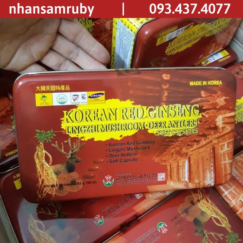 Viên Đạm Hồng Sâm Nhung Hươu Linh Chi  Bio Hàn Quốc, Hộp 60 viên