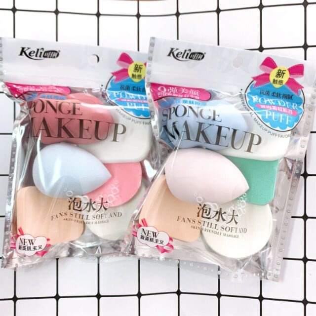 COMBO 6 MIẾNG BÔNG MÚT TRANG ĐIỂM KELI SPONGE MAKEUP TÁN KEM, PHẤN PHỦ CHẤT LIỆU TỰ NHIÊN MỀM MỊN, ĐÀN HỒI TỐT