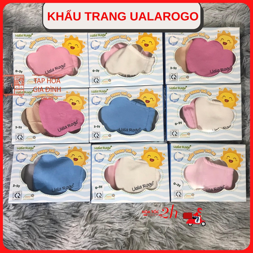Hộp 2 khẩu trang siêu mềm Uala&amp;rogo an toàn cho bé