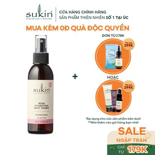 Nước Hoa Hồng Giữ Ẩm Dạng Xịt Sukin Rose Hydrating Mist Toner 125ml