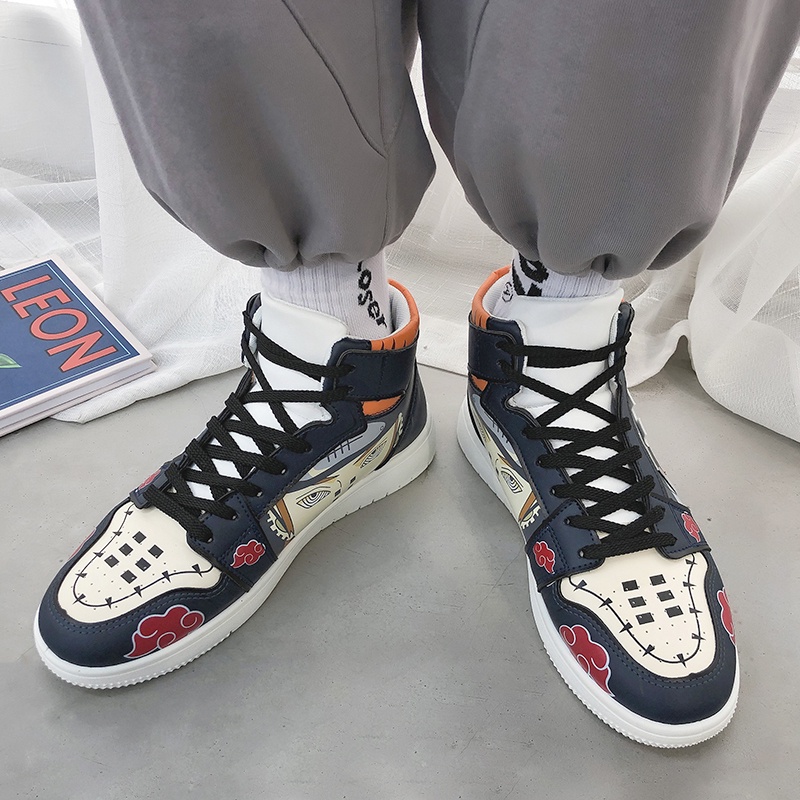 Giày thể thao cổ cao in hình anime Naruto thời trang cho nam size 36-44