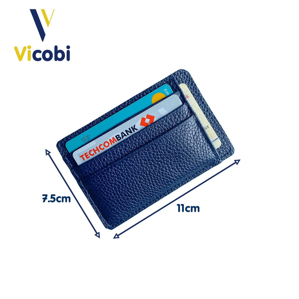 Ví mini Card Holder Da Bò Vicobi M4, đựng thẻ atm, Made in VietNam