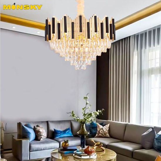 Đèn thả mâm MONSKY FANGA pha lê kiểu dáng hiện đại trang trí nội thất sang trọng - (107).