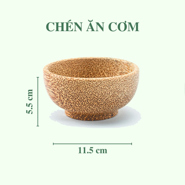 Chén gỗ dừa cao cấp/ Chén ăn cơm bằng gỗ dừa | Tre Việt