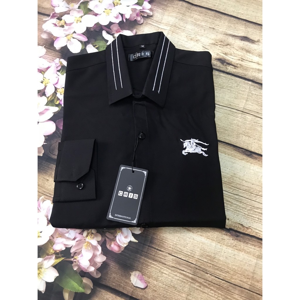 Áo Sơ Mi Nam Thêu Họa Tiết 2 Màu Trắng Đen - Aru Shop | BigBuy360 - bigbuy360.vn