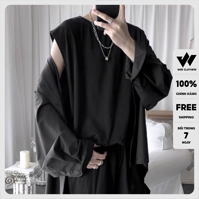 Áo thun ba lỗ WIIS unisex form rộng sát nách cotton Trơn thời trang nam nữ oversize