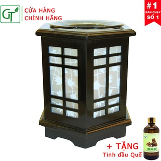 Đèn Xông Tinh Dầu + Tặng Tinh Dầu Quế 10ml + Tặng Bóng Dự Phòng -  Đèn Đốt Tinh Dầu Gỗ Lục Giác