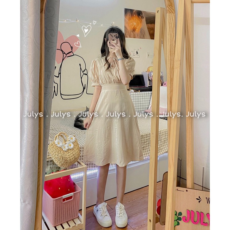 Váy khoét ngực buộc nơ 2 màu (ảnh thật shop chụp kèm video)