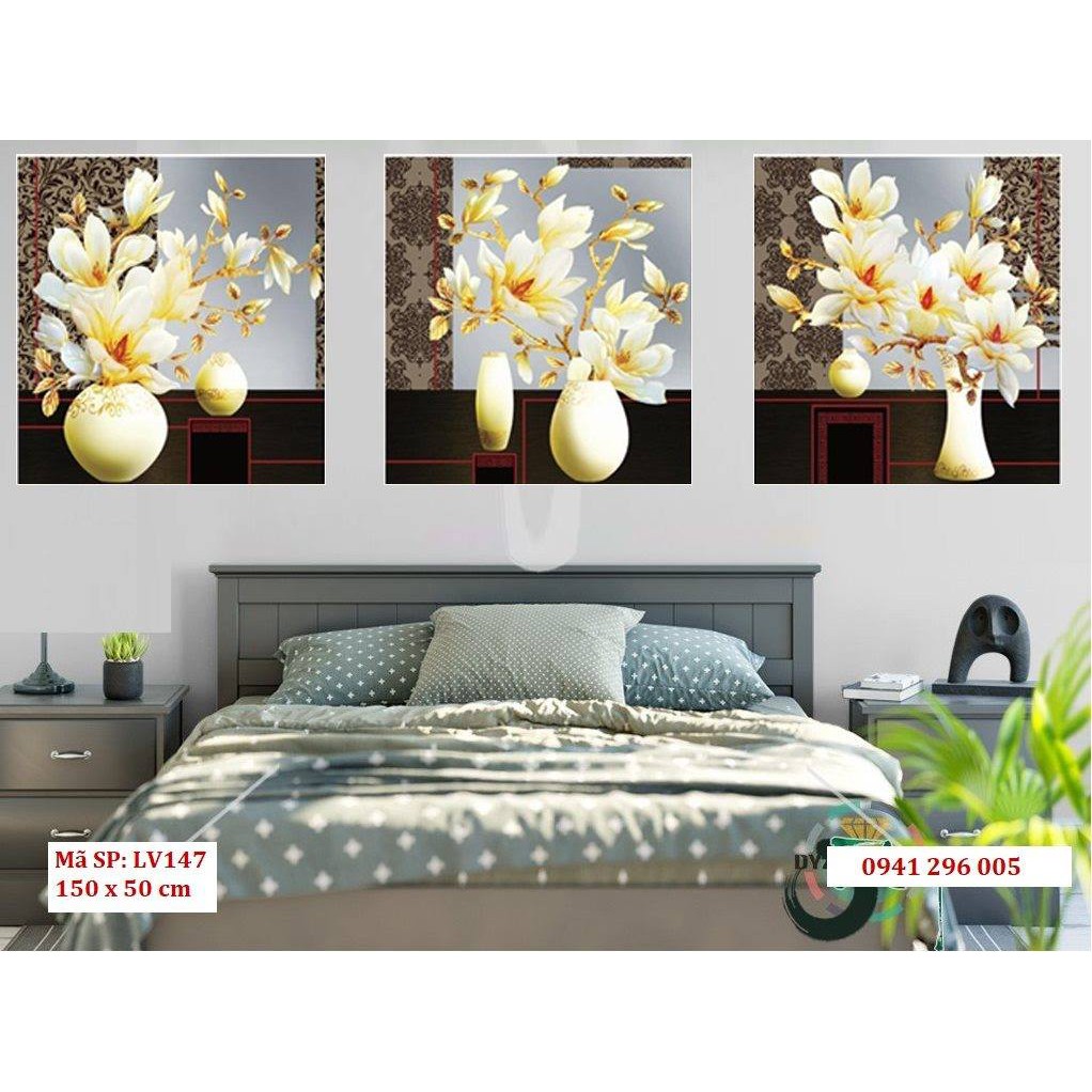 Tranh đính đá Hoa Lan 3 bức VS102 - LV147 ( chưa đính đá)
