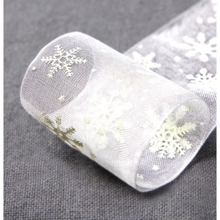  Ruy Băng Voan Bông Hoa Tuyết RB58 Trang Trí Noel Giáng Sinh 