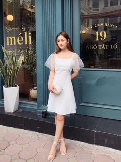 Đầm trắng phối lưới tinh khiết