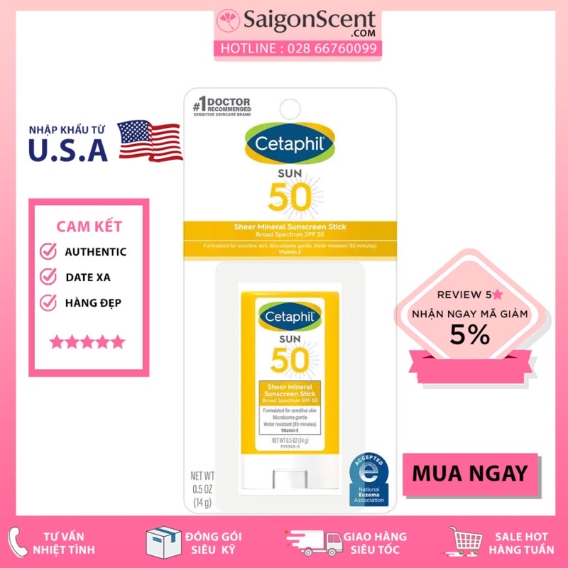Sáp Chống Nắng Cetaphil Sheer Mineral Suncreen Stick Broad Spf 59 ( 14g )