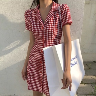 Váy kẻ ô nhỏ dáng A vintage