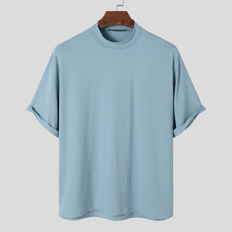 Áo Thun Nam Cổ Rùa Tay Lửng Màu Trơn