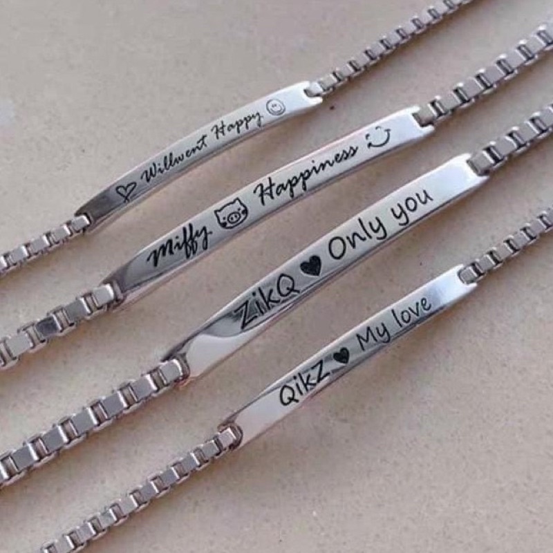 Lắc tay bạc Miễn phí khắc tên thời trang xinh cá tính độc đáo phong cách Mainomi Shop Bạc Xinh