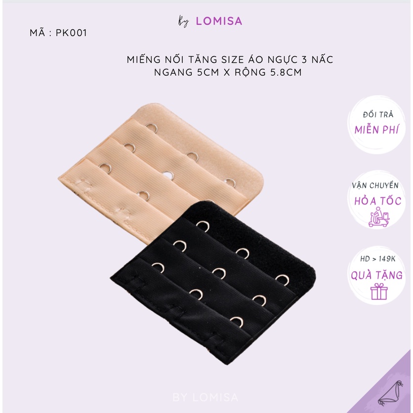 Miếng nối rộng tăng size áo ngực 3 móc cài không ghỉ PK001 By LOMISA