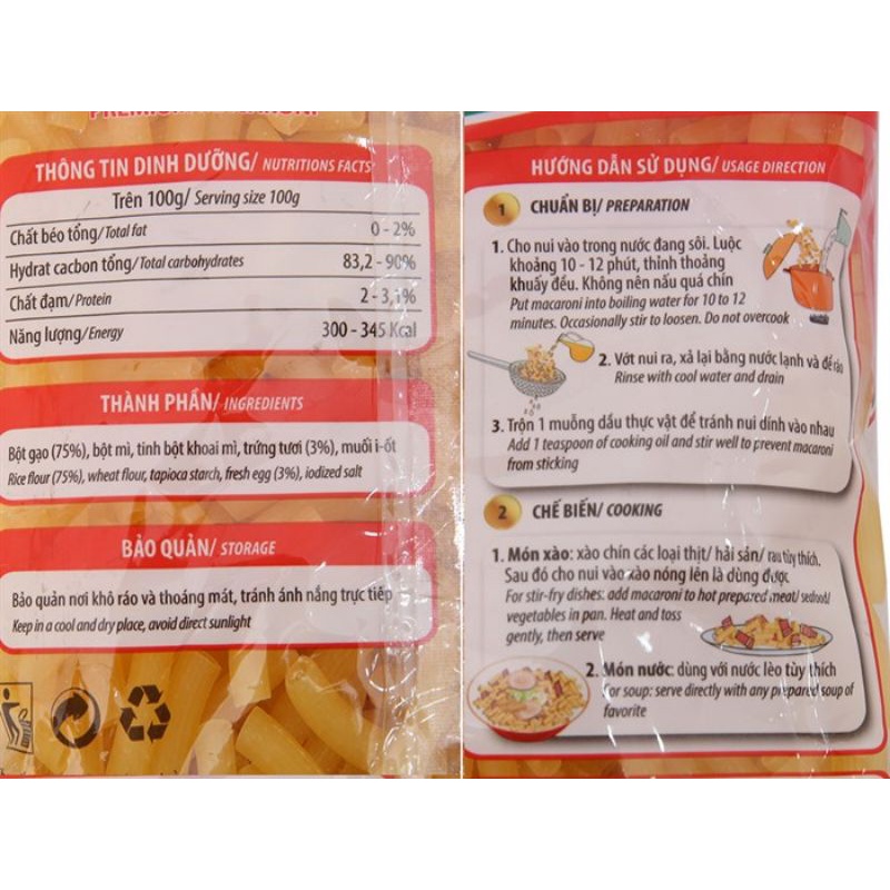 Nui ống dài cao cấp Meizan 400g