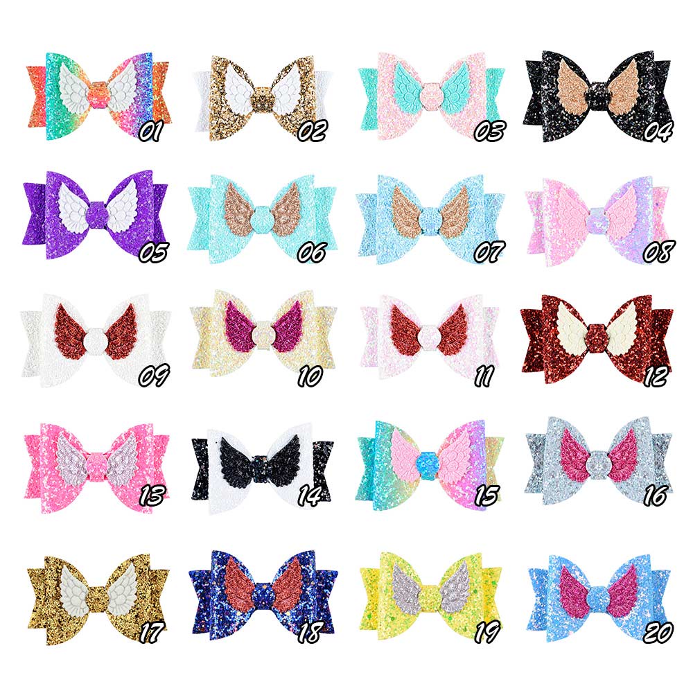 RainBow Bows Set 2 Kẹp Tóc Mini Đính Kim Sa Lấp Lánh Dễ Thương Cho Bé Gái