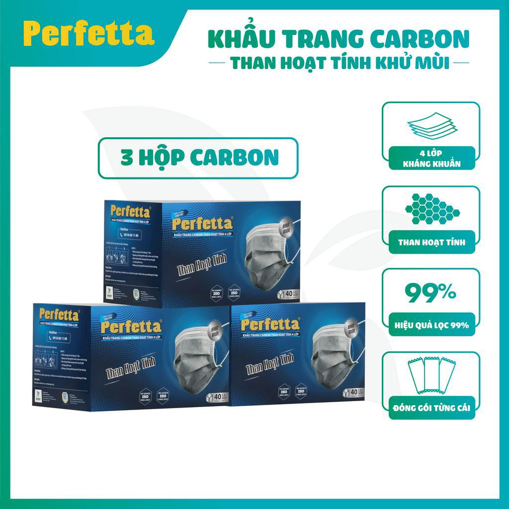 Thùng 400 Cái Khẩu trang 4 lớp than hoạt tính Perfetta Carbon (40 Cái/Hộp)