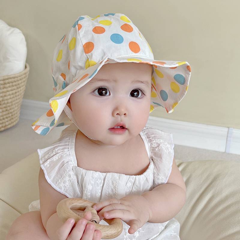 Mũ xô bằng cotton hoạ tiết chấm bi đáng yêu cho bé