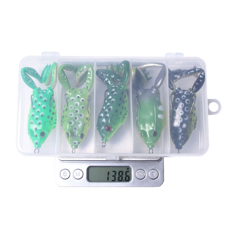 QQ Set 5 Mồi Câu Cá Giả Hình Ếch Mềm 5.5cm 15g