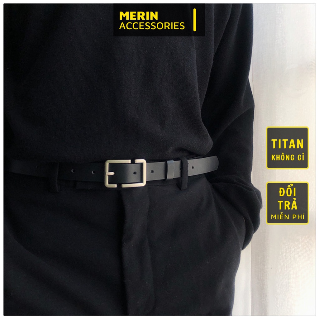 Thắt lưng dây nịt lưng bản nhỏ unisex BBelt Merin da PU mặt kim loại phong cách Hàn Quốc -  Thắt lưng BBelt