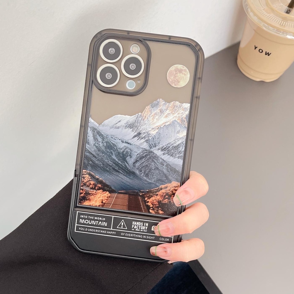 Ốp Điện Thoại Silicon Tpu Mềm Kèm Giá Đỡ Ẩn Hình Núi Tuyết Cho iphone 13 12 11 pro max x xr xsmax 7/8plus