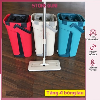 Bộ cây lau nhà ,chổi lau nhà tự vắt thông minh đầu xoay 360 độ kèm thùng và tặng thêm 4 miếng lau