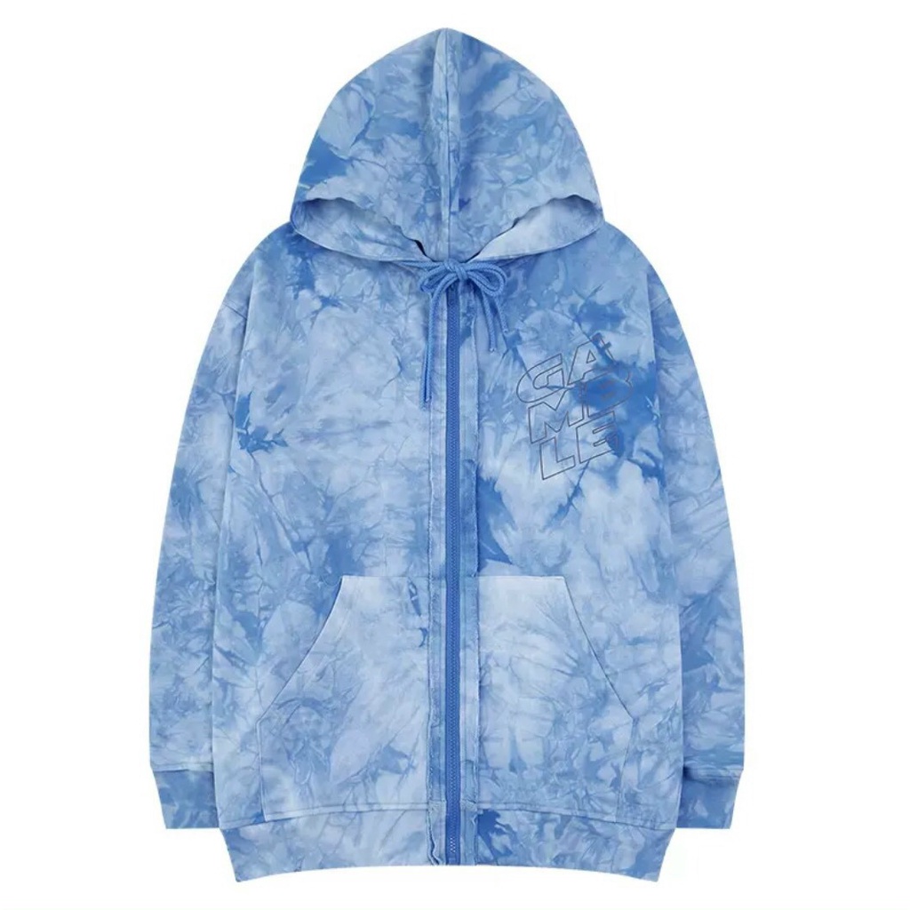 Áo Khoác nỉ loang MEANSTORE form rộng có mũ Unisex nam nữ oversize Ulzzang Streetwear Hàn Quốc - Loang xanh biển