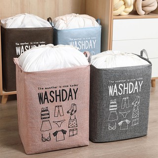 Giỏ đựng bảo quản quần áo bằng vải cỡ lớn, túi đựng chăn màn đa năng washday gấp gọn vintage HL7 bigsalebigsale