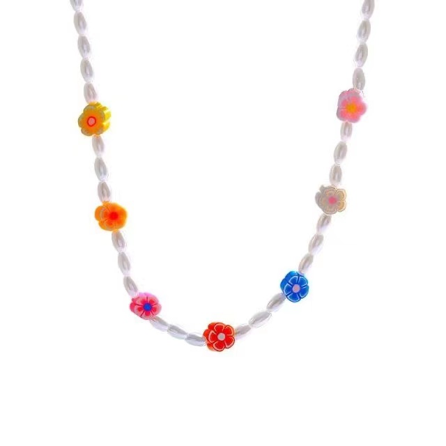 Vòng cổ iF YOU mặt hoa đất sét nhiều màu sắc phong cách Hàn Quốc dành cho nữ