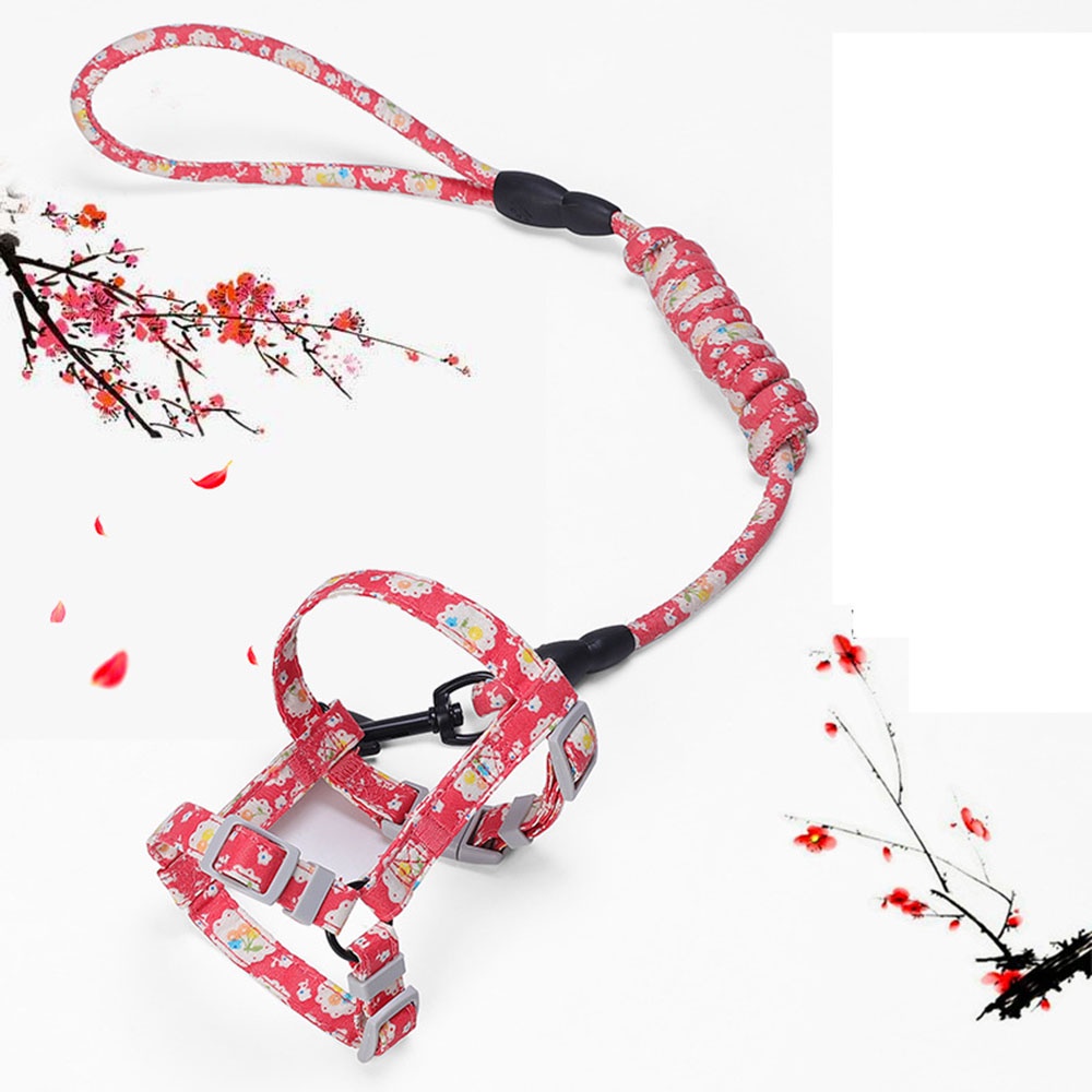 YIYU Bộ dây dắt mèo cưng đi dạo 2 size 1.5m mềm mại thoải mái có thể điều chỉnh nhiều màu