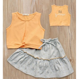 Set áo croptop kèm chân váy xòe