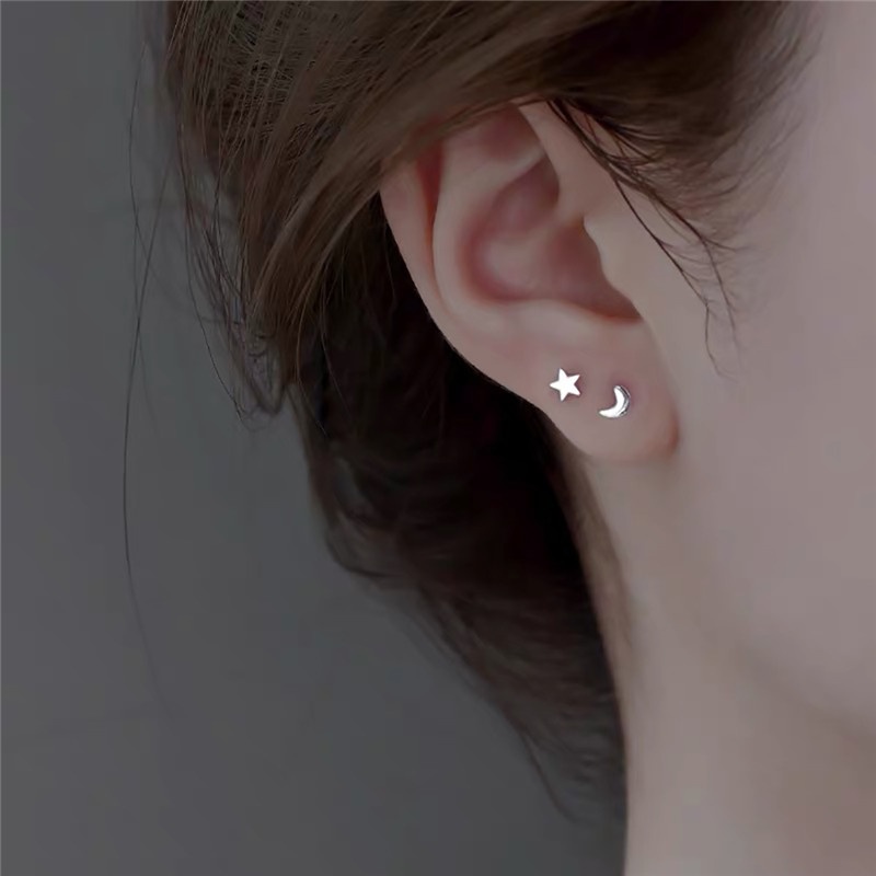 Bông Tai Bạc S925 Hình Ngôi Sao Và Mặt Trăng Thời Trang Dành Cho Nữ timetunnel