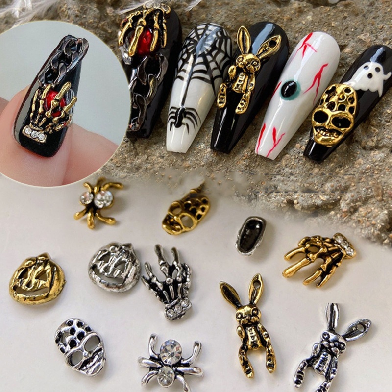 Set 60 Phụ Kiện Trang Trí Móng Tay 3D Chủ Đề Halloween Độc Đáo
