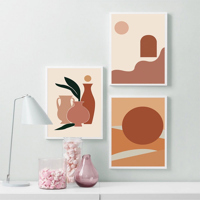 Thời Trang Tranh Vải Bạt Treo Tường In Hình Cô Gái Và Lá Cây Phong Cách Bắc Âu Trang Trí Phòng Khách