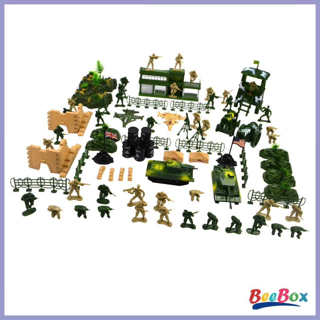 Set 90 Mô Hình Đồ Chơi Quân Đội BeeBox 5cm Bằng Nhựa