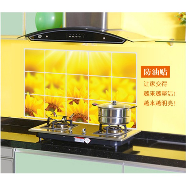 Decal dán bếp tráng nhôm cách nhiệt - Hoa Hướng Dương dính chùm